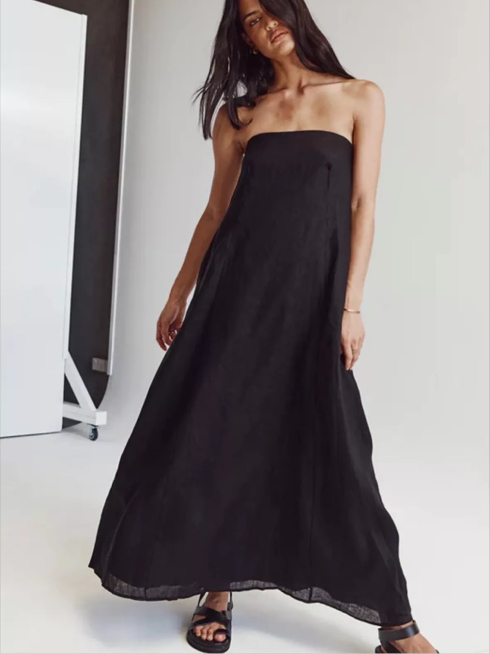 DISSH Black Linen Black Strapless Dress